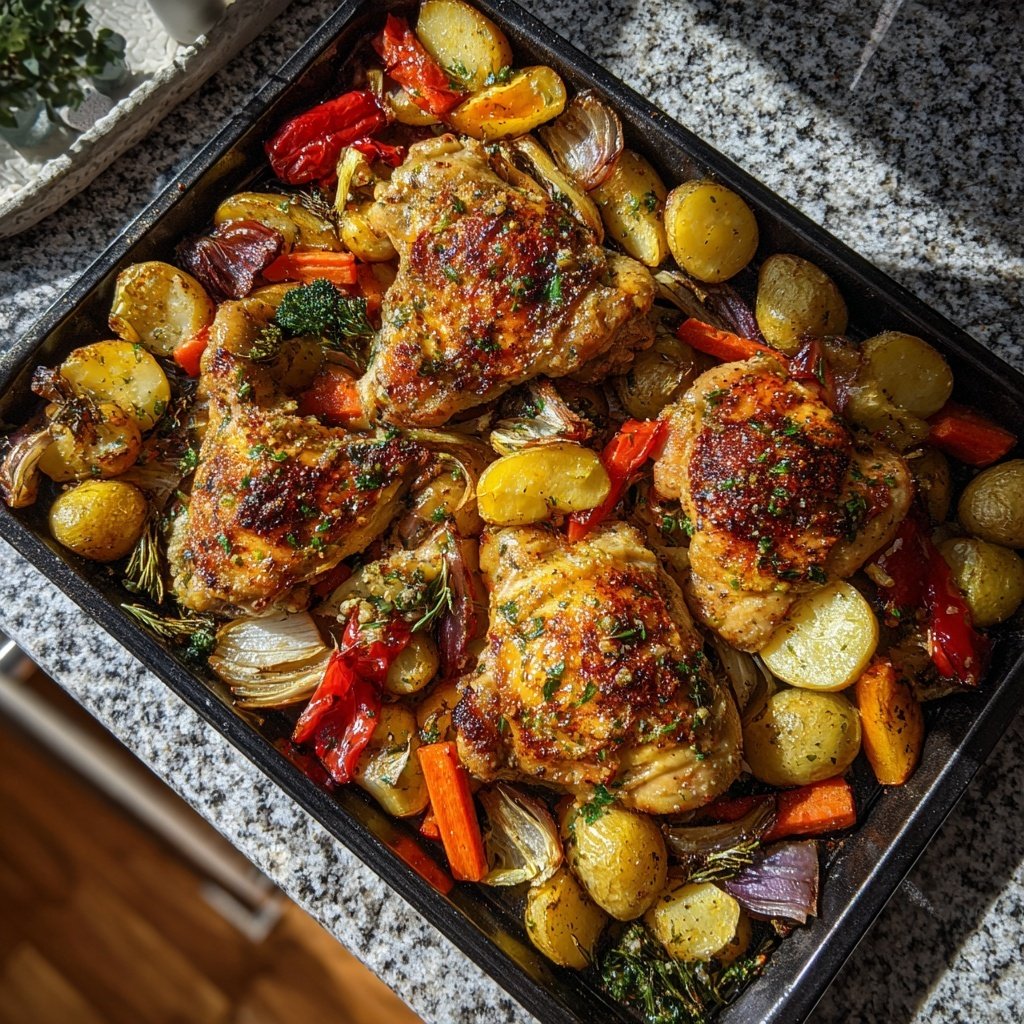 Sheet Pan Chicken With Garlic Sauce