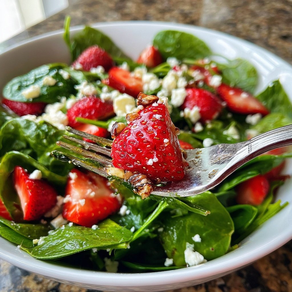 Fresh Strawberry Spinach Salad With Feta