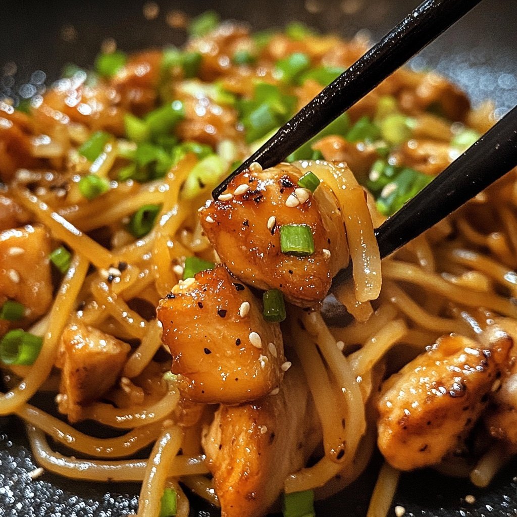 Sticky Garlic Chicken Noodles