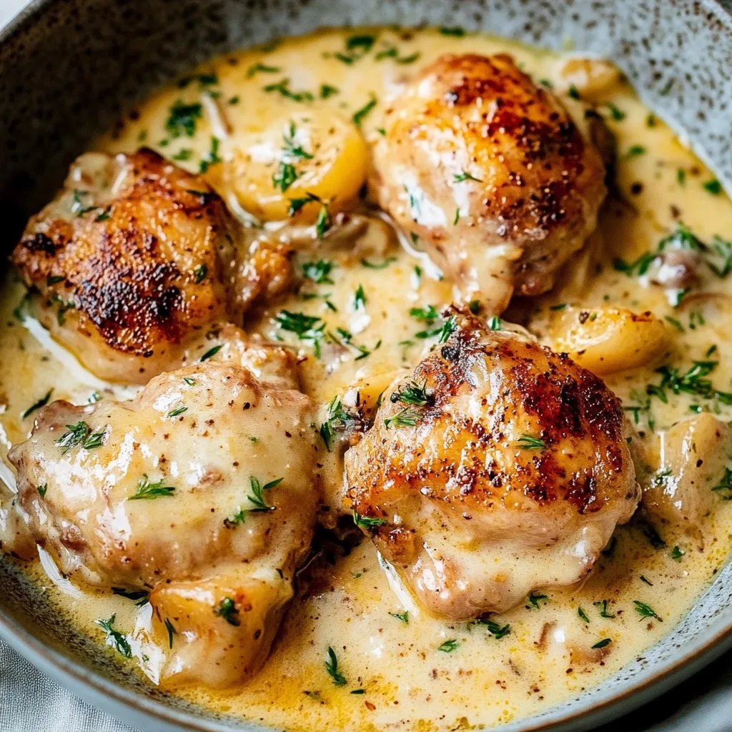Creamy Oven Baked Chicken Thighs