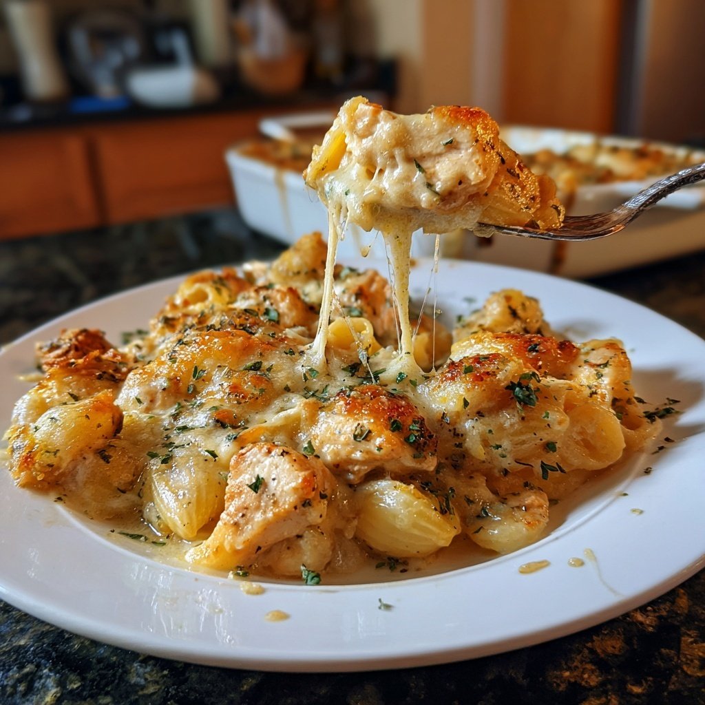 Creamy Garlic Chicken Pasta Bake