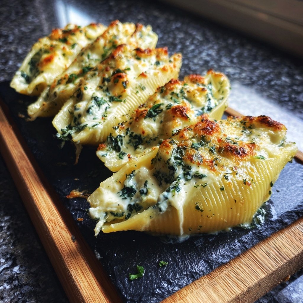 Creamy Spinach And Ricotta Stuffed Shells