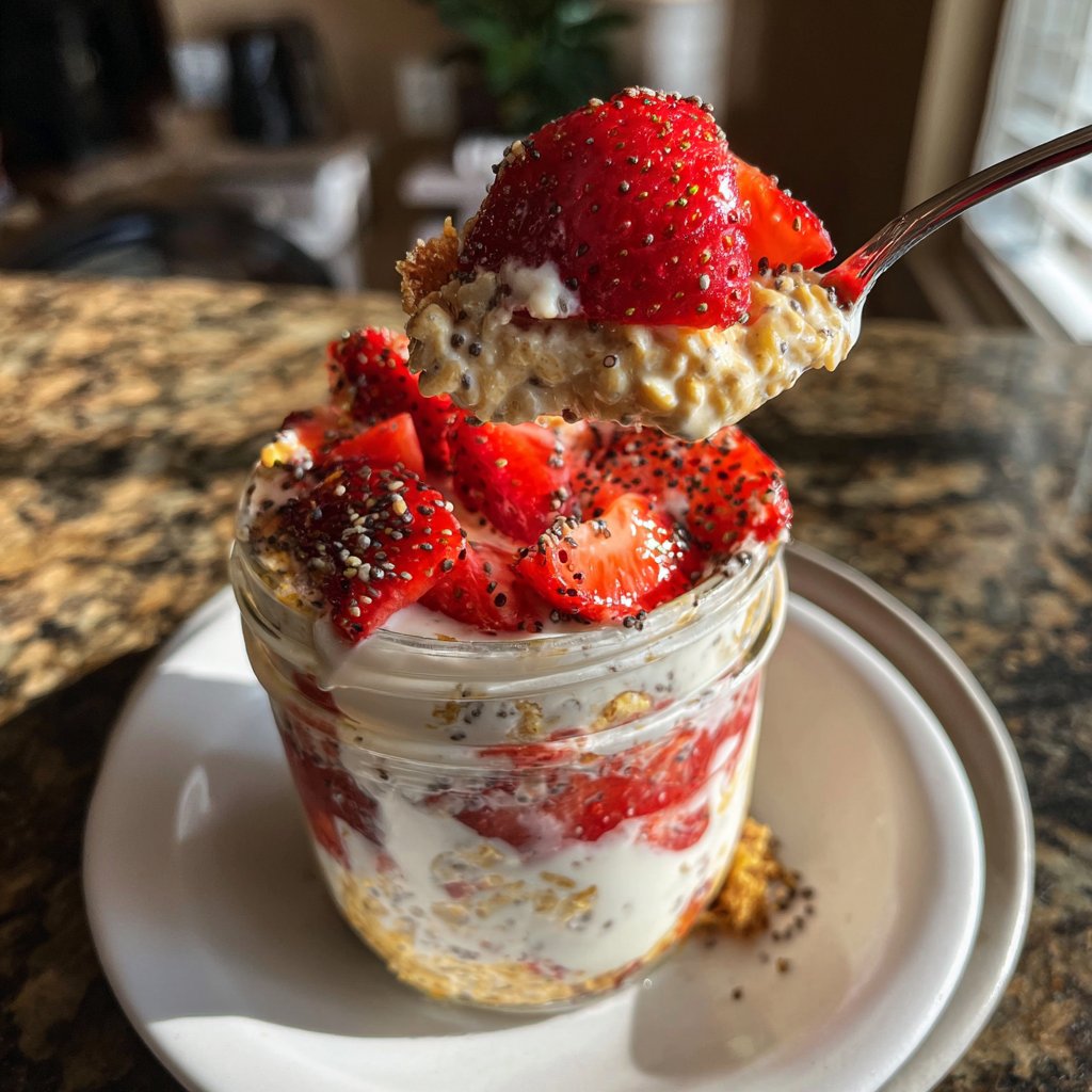 Strawberry Cheesecake Overnight Oats With Chia