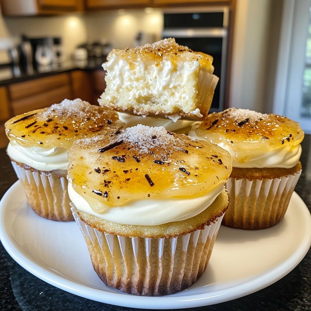 Vanilla Bean Crème Brûlée Cheesecake Cupcakes